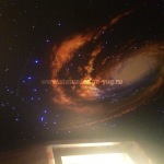Звездное небо с УФ печатью и оптико-волоконными нитями, эффект мерцания звезд и  полет кометы